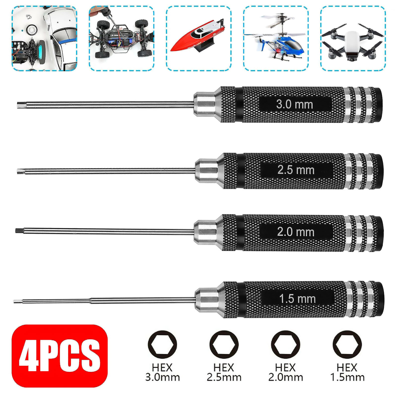 Rc Helicopter Tool Kit - 4 Buah/Lot Set Obeng Mur Hex